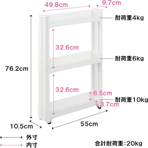 不動技研 スマートワゴンFit W100 55-3段 W F2572【13787】