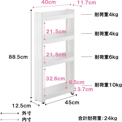 不動技研 スマートワゴンFit 45-4段 W F2545【13275】