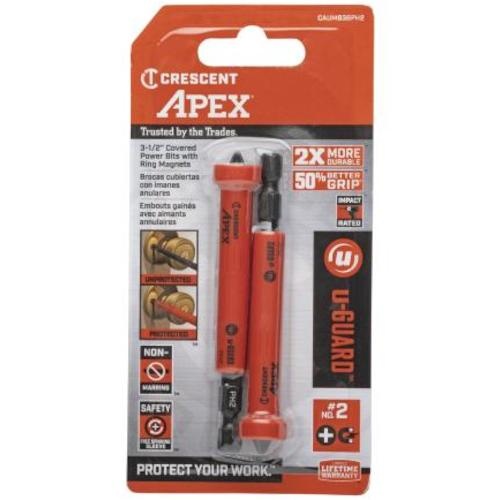 APEX TOOL U-GUARD 安全スリーブ付きドライバービット PH2 2本パック マグネット仕様【CAUMB3BPH2】