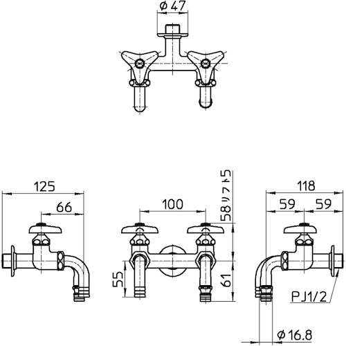 SANEI 散水用二口ホーム水栓【F136K-13】