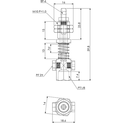 アインツ 吸着金具・回止式・1/8【VFILB2-SH 1/8】