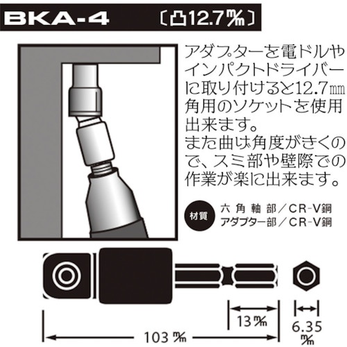 ベストツール BEST 電ドル用首振りソケットアダプター 12.7【BKA-4】