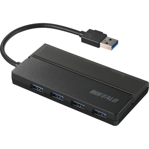 BUFFALO USB3.0 バスパワーハブ 4ポート ケーブル収納 ブラック【BSH4U130U3BK】