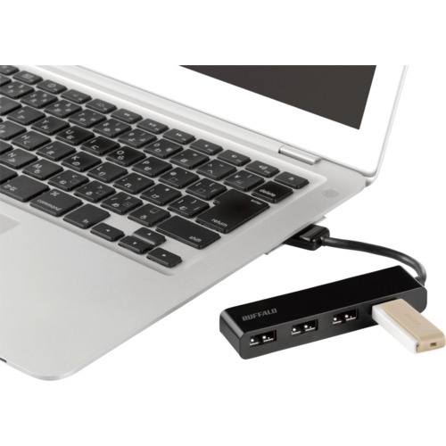 BUFFALO USB2.0 バスパワー 4ポート どっちもUSBハブ ブラック【BSH4U310D2BK】