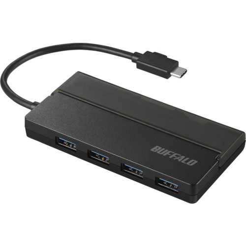 BUFFALO USB3.1(Gen1) Type-C バスパワーハブ 4ポート ケーブル収納 ブラック【BSH4U130C1BK】