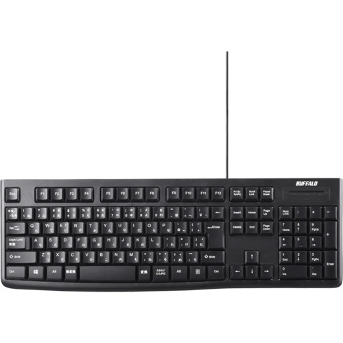 BUFFALO USB接続 有線スタンダードキーボード ブラック【BSKBU100BK】