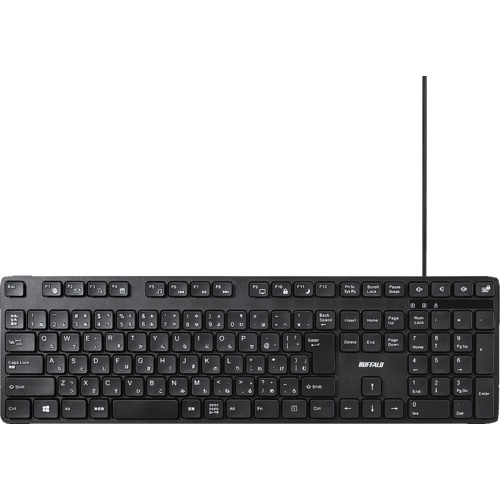 BUFFALO 静音設計 有線フルキーボード 日本語配列 ブラック【BSKBU320BK】