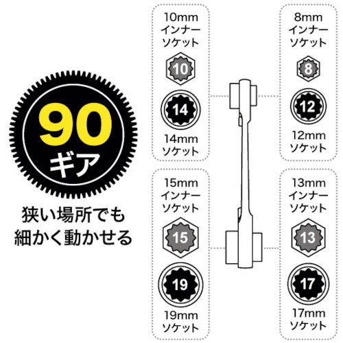 JEFCOM マルチ8ソケットレンチ(ショートタイプ)【DR-0819S】