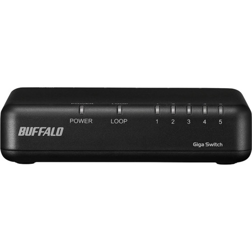 BUFFALO Giga 5ポート スイッチングハブ 電源外付け プラスチック筐体 ブラック【LSW6-GT-5EPL/BK】
