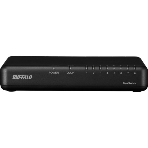 BUFFALO Giga 8ポート スイッチングハブ 電源外付け プラスチック筐体 ブラック【LSW6-GT-8EPL/BK】