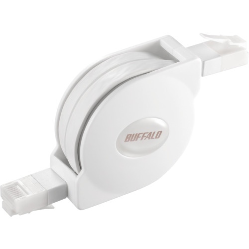 BUFFALO ツメの折れないCat6 LANケーブル 巻取式 1.5m ブラック【BL6TM15BK】