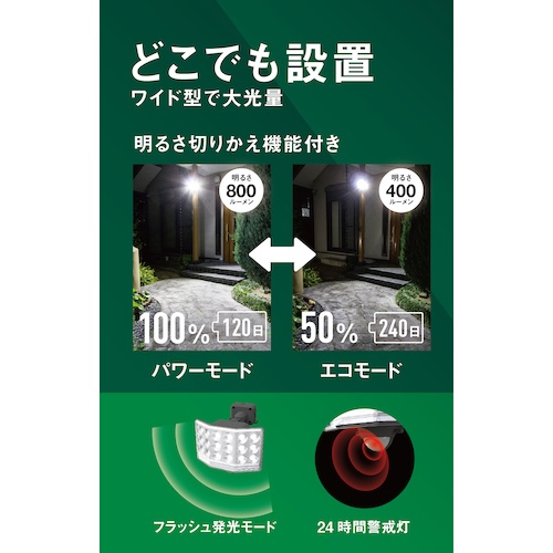RITEX 9Wワイド フリーアーム式LED乾電池センサーライト【LED-170】