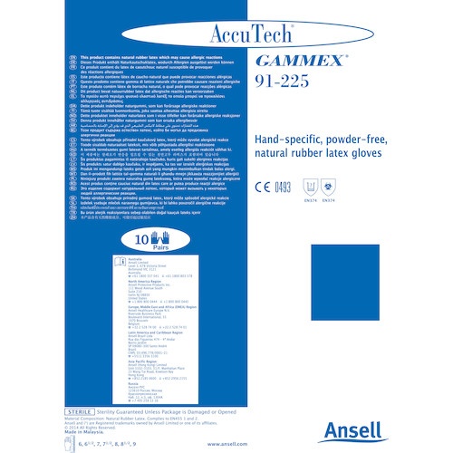 Ansell CR用滅菌手袋 アキュテック 91-225 (10双入) 7.0【91-225-7.0】