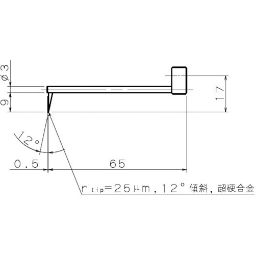 東京精密 輪郭用触針 小穴測定用・角型【DM45081】