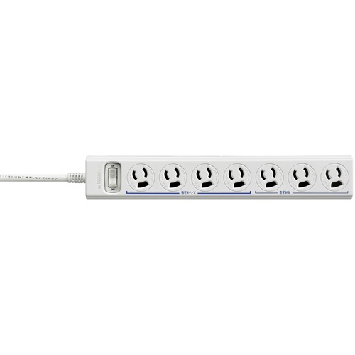 BUFFALO 3ピン式電源タップ 7個口 2m ホワイト 常時 通電スイッチ付【BTWMTSKL3720WH】