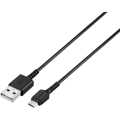 BUFFALO USB2.0 A to microB ラバーブッシュスリムケーブル 0.1m ブラック【BU2AMBS01BK】