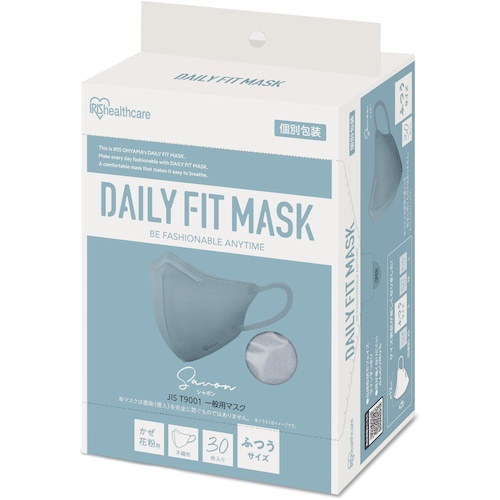 IRIS 296473 DAILY FIT MASK 立体 ふつうサイズ 30枚入 シャボン【RK-F30SXF】