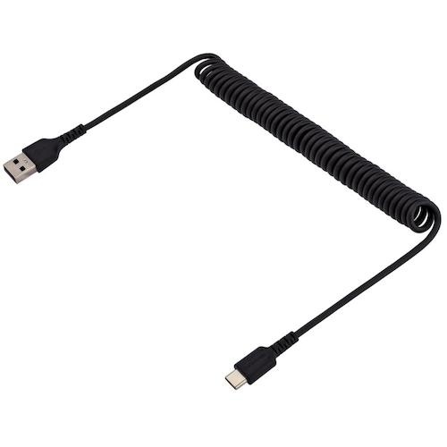 StarTech USBケーブル/A-C/1m/USB 2.0/コイル状/高耐久アラミド/BK【R2ACC-1M-USB-CABLE】