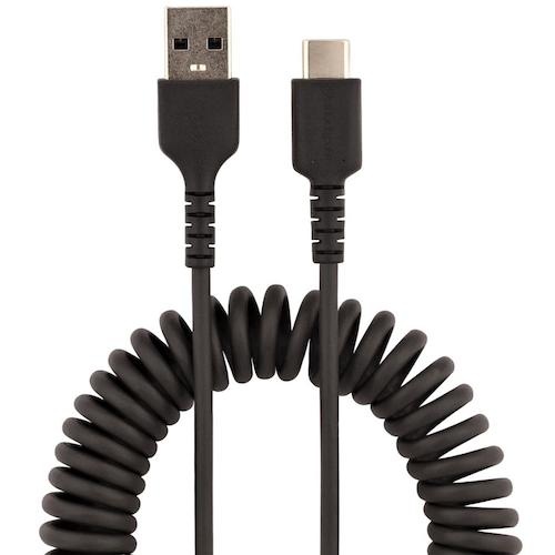 StarTech USBケーブル/A-C/1m/USB 2.0/コイル状/高耐久アラミド/BK【R2ACC-1M-USB-CABLE】