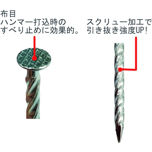SPユニクロスクリュー釘 3.7×90 500g (約60本)【46807】
