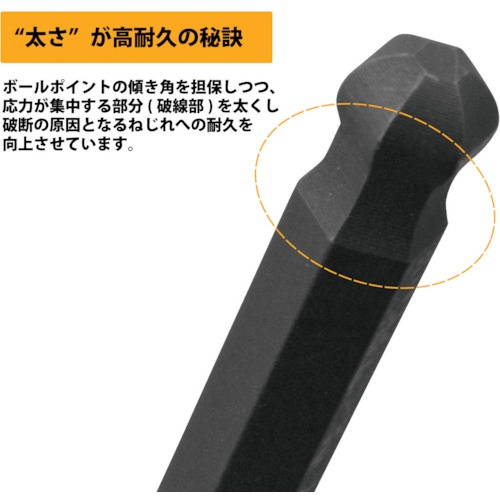 WISE ブラックボールポイント六角棒レンチ ロング 1.5mm【WLB330BN-15】