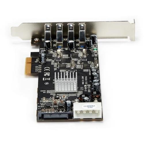 StarTech USB増設カード/PCIe 2.0 - 4x USB-A/5Gbps/SATA・LP4電源【PEXUSB3S44V】