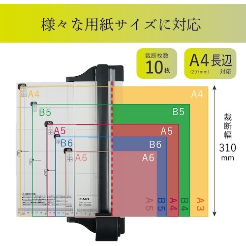カール 裁断機 ディスクカッター・スリム A4サイズ 裁断枚数10枚【DC-2000N】