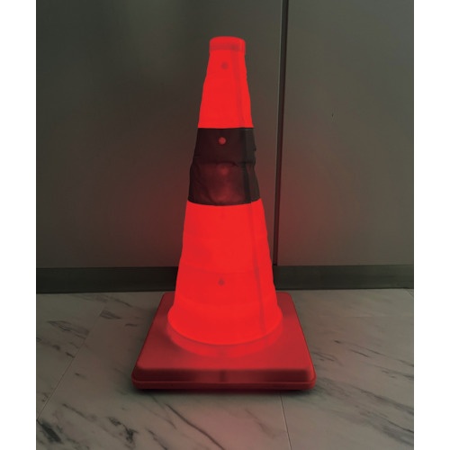 ミズケイ 伸縮発光式三角コーン「テラス」45cm(オレンジ)【8201046】