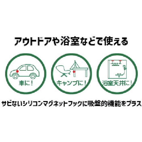 MAGEVER サビないマグネット マグプラス+ NCP-45R シリコンマグネット 羽根付きタイプ 黒 D型リングフック付き【1-3468PLUS-DB】