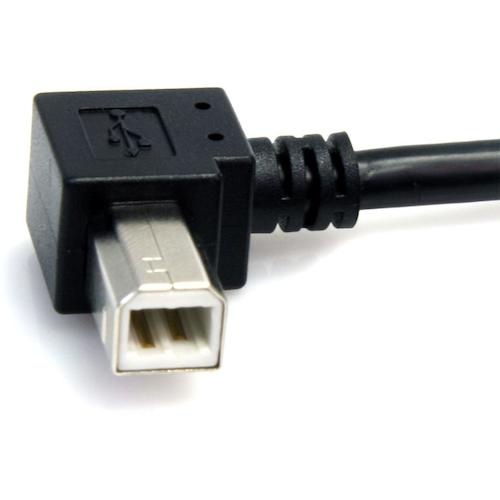 USB 2.0ケーブル/91cm/Type-A - Type-B/L型右向コネクタ/480Mbps/オス-オス/ブラック【USB2HAB2RA3】