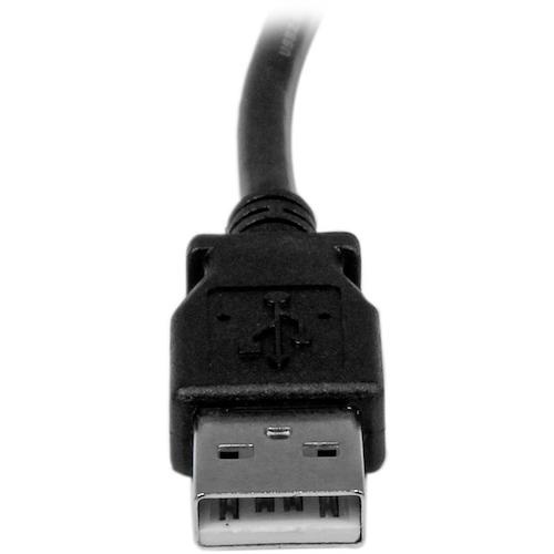 USB 2.0ケーブル/2m/Type-A - L型右向Type-B/480Mbps/オス-オス/ブラック/タイプB【USBAB2MR】