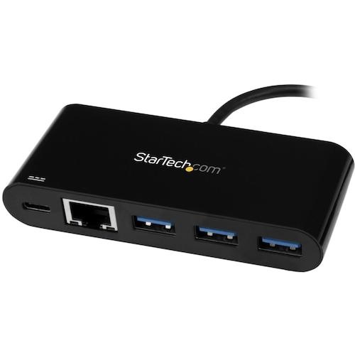 USBハブ/Type-C/3ポート Type-A/イーサネット/LANポート/60W USB PD/バスパワー/ブラック【HB30C3AGEPD】