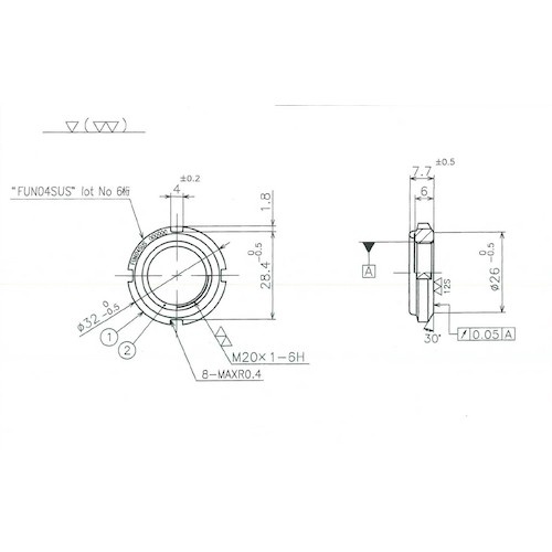 FINE U-NUT M20×1 SUS304【FUN04SUS】