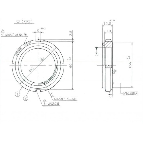 FINE U-NUT M45×1.5 SUS304【FUN09SUS】