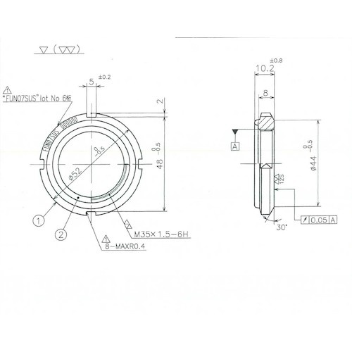 FINE U-NUT M35×1.5 SUS304【FUN07SUS】