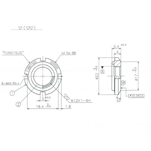 FINE U-NUT M12×1 SUS304【FUN01SUS】