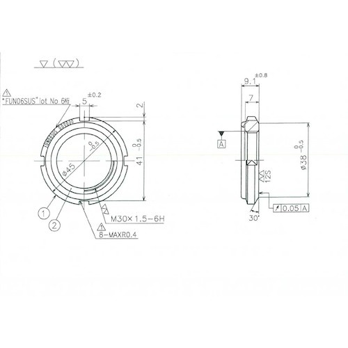 FINE U-NUT M30×1.5 SUS304【FUN06SUS】