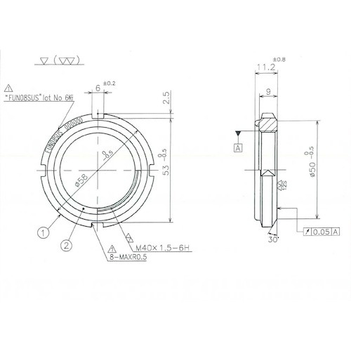 FINE U-NUT M40×1.5 SUS304【FUN08SUS】