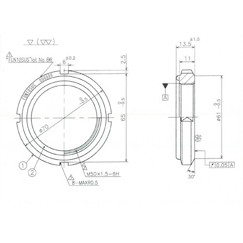 FINE U-NUT M50×1.5 SUS304【FUN10SUS】