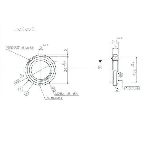 FINE U-NUT M25×1.5 SUS304【FUN05SUS】