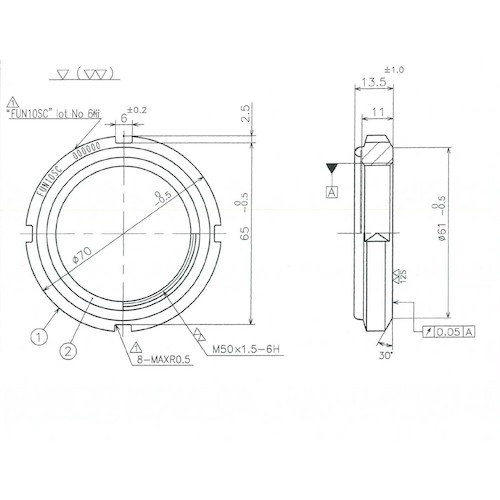 FINE U-NUT M50×1.5 S45C【FUN10SC】