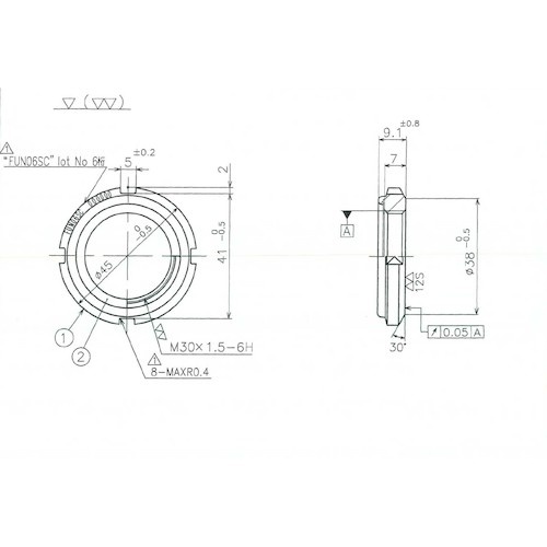 FINE U-NUT M30×1.5 S45C【FUN06SC】