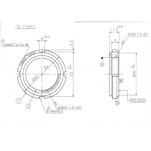 FINE U-NUT M40×1.5 S45C【FUN08SC】
