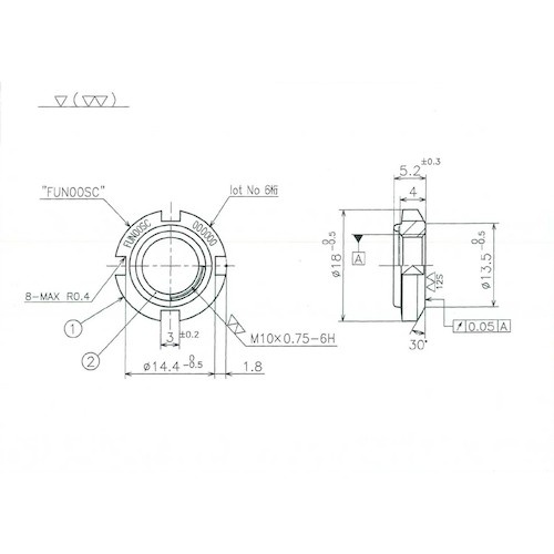 FINE U-NUT M10×0.75 S45C【FUN00SC】