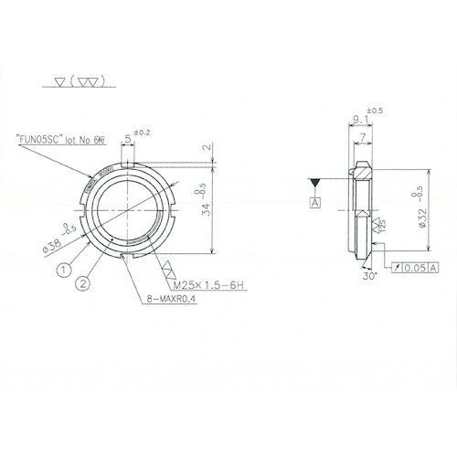 FINE U-NUT M25×1.5 S45C【FUN05SC】