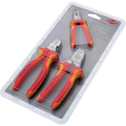 KNIPEX 絶縁工具3点セット(ニッパー2種類、ケーブルカッター)【003130BKV02】