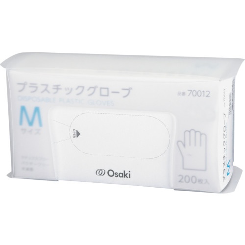 オオサキメディカル プラスチックグローブ M 透明 200枚入【70012】