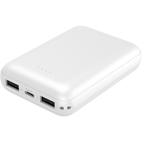 ハイディスク モバイルバッテリー 10000mAh コンパクトサイズ ホワイト【HD2-MBTC10000WH】