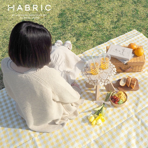 萩原 HABRIC カンフィーシート くすみカラー オールドイエロー ギンガムチェック 1.8m×2.7m【COMFOY1827】