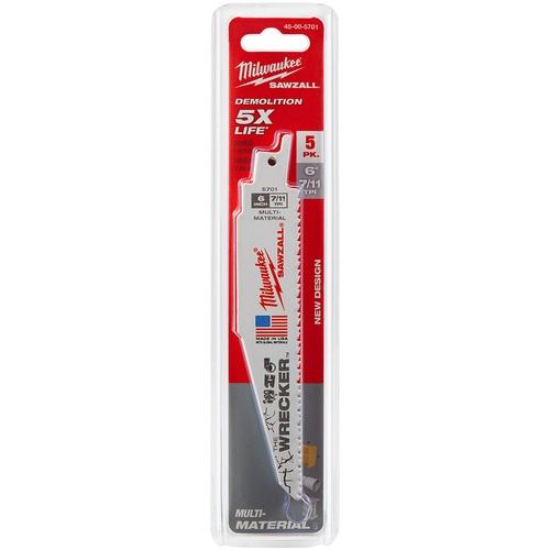 milwaukee WRECKER 解体用レシプロソーブレード 7/11 TPI 152mm(5本パック)【48-00-5701】
